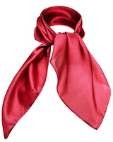 Luxurious red mulberry silk small square scarf on white background