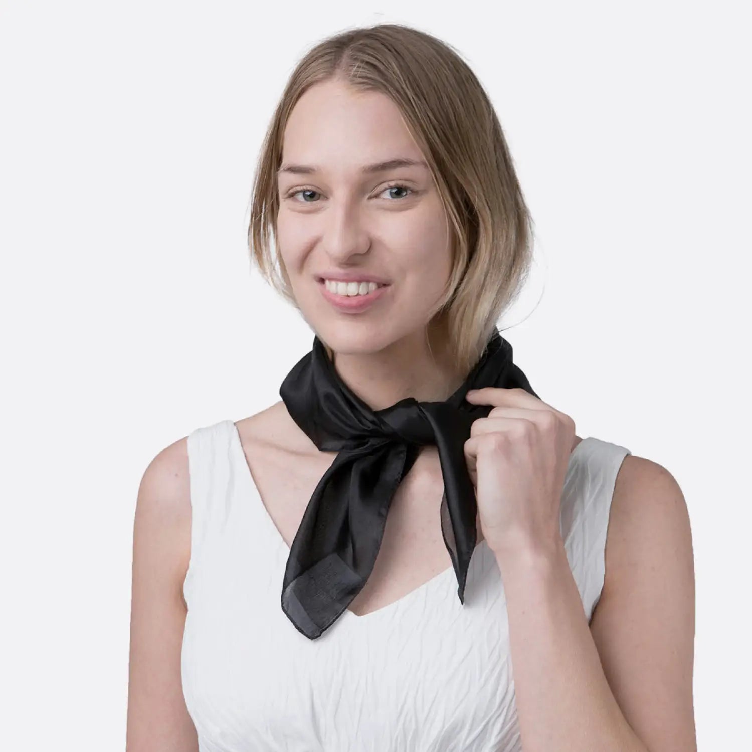 Mulberry Silk Black Bow Tie Small Square Scarf