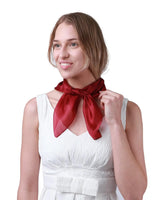 Woman in white dress with red bow, Mulberry Silk Small Square Scarf