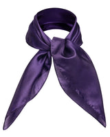 Luxurious Mulberry Silk Small Square Scarf in Purple Silk on White Background