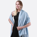 Luxurious Cashmere Feel Oversized Scarf - Woman in Blue Scarf