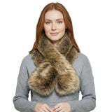 Luxurious Faux Fur Collar Scarf with Inner Fleece Lining - Soft Warm Wrap for Winter - Brown - Warm Scarves