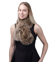Luxurious Faux Fur Collar Scarf - Woman in Black Dress with Fur Stole