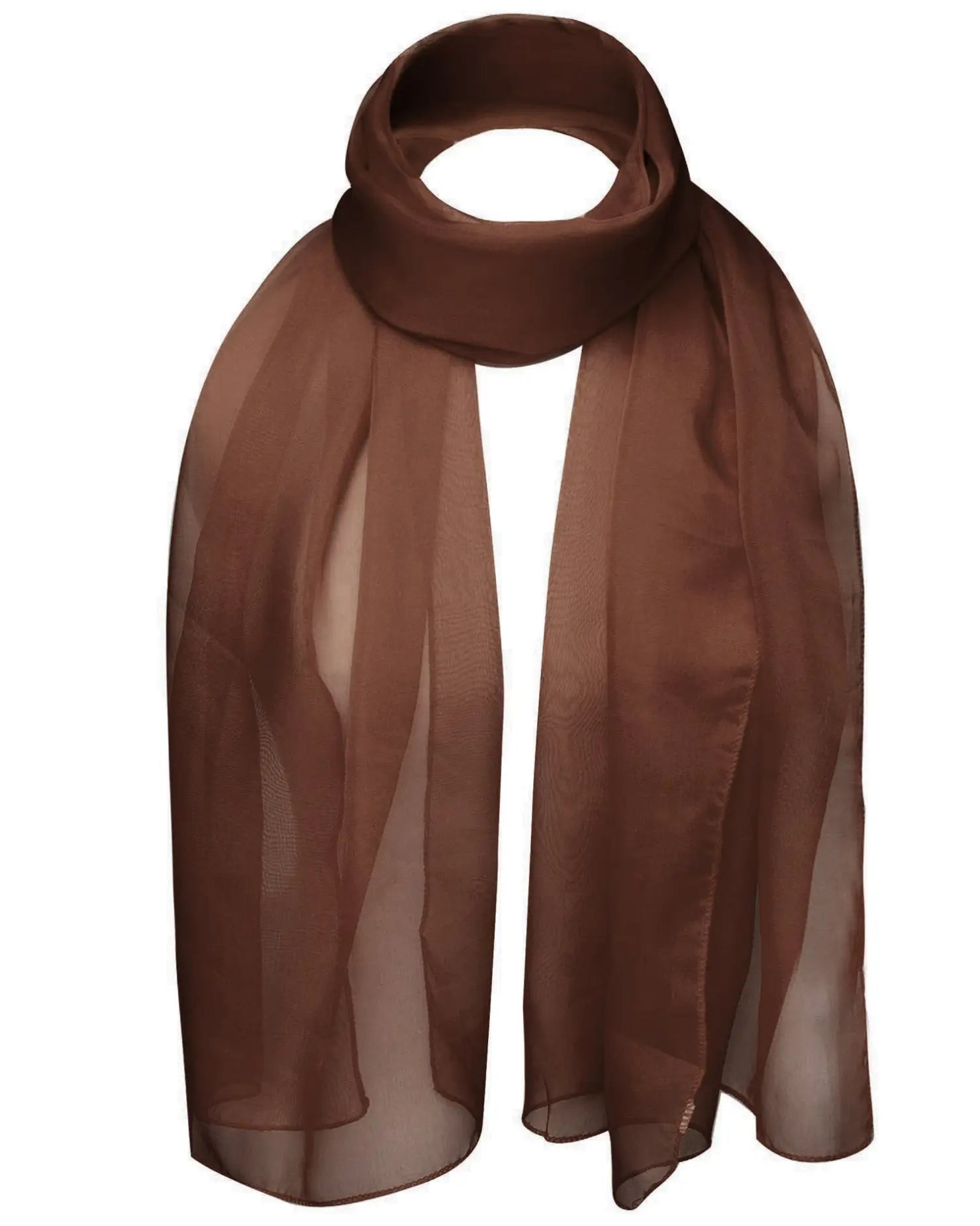 Classic plain chiffon scarf in brown sheers