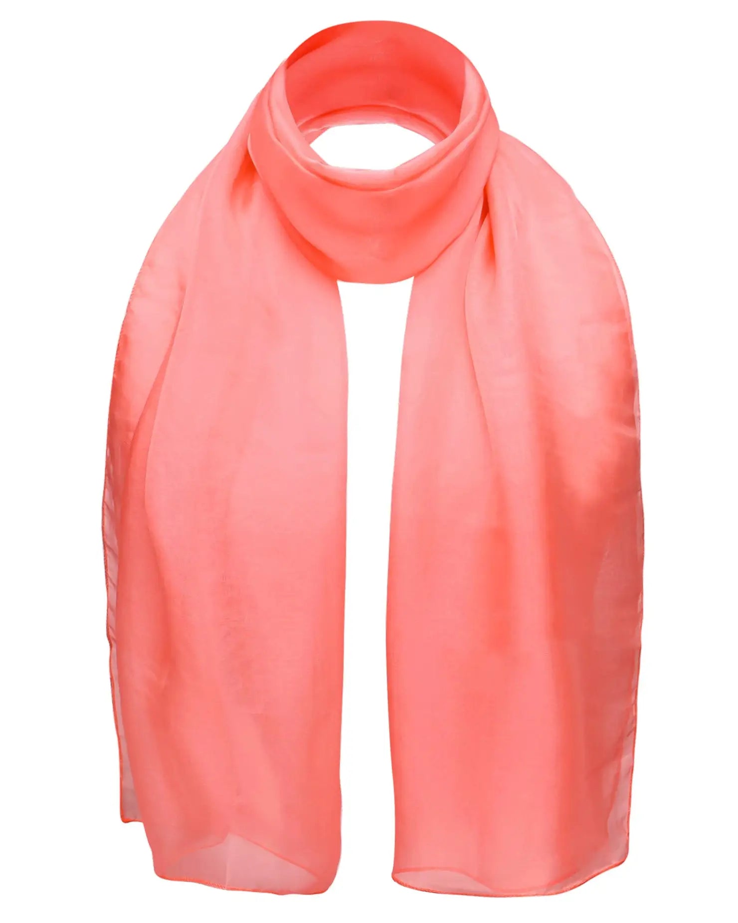 Luxurious Lightweight Chiffon Scarf: Classic Plain Coral Pink Design