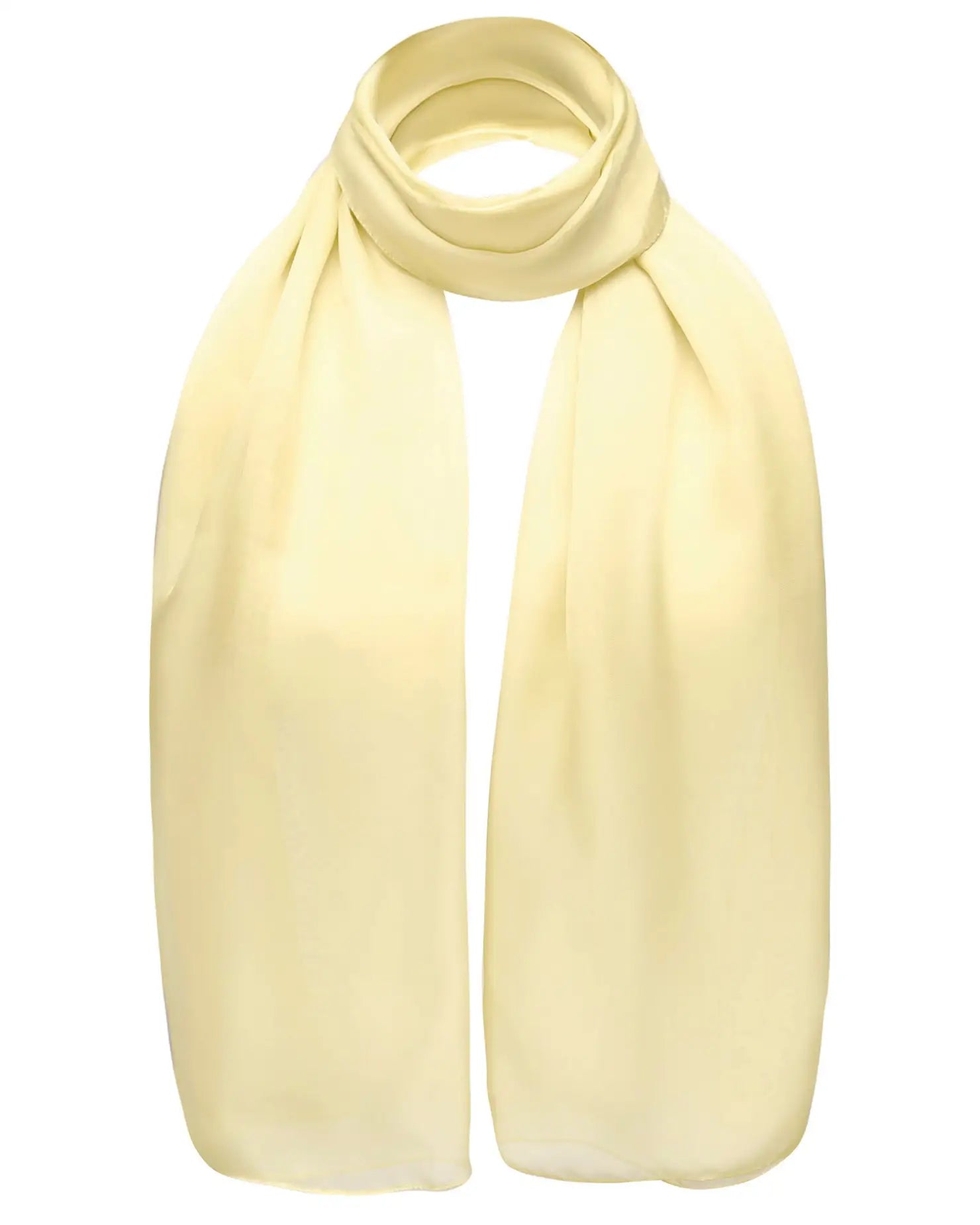 Classic Plain Chiffon Scarf in Yellow Color on White Background