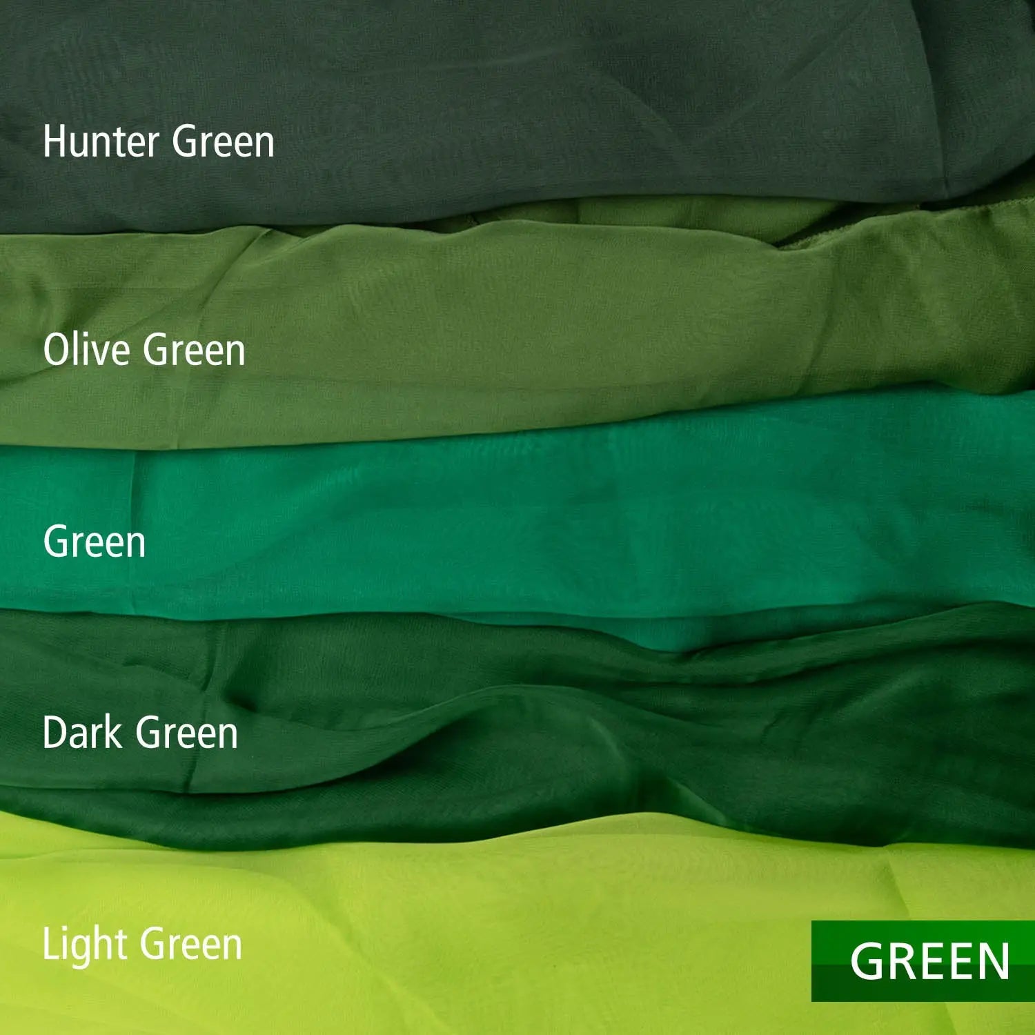 Luxurious Lightweight Chiffon Scarf: Classic Plain Design in Green and Black Fabric