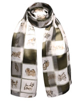 Luxurious Soft Satin Dog Printed Event Scarf