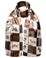 Luxurious Soft Satin Event Scarf with Horse Pattern - Dog Printed