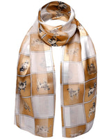Luxurious Soft Satin Dog Printed Unisex Event Scarf - Cats and Dogs Pattern