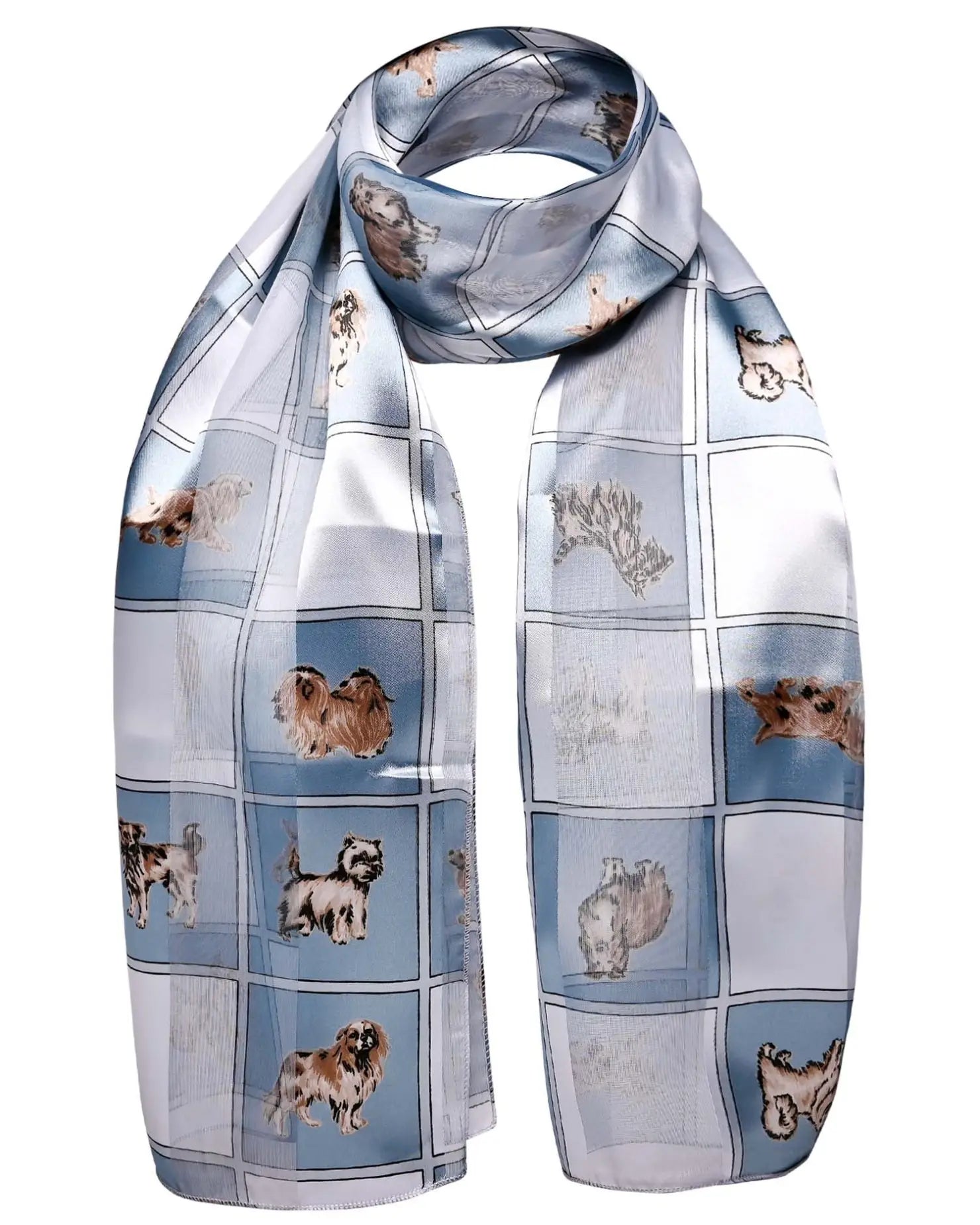 Luxurious Soft Satin Dog Printed Unisex Event Scarf - Fashion snood with adorable dog design