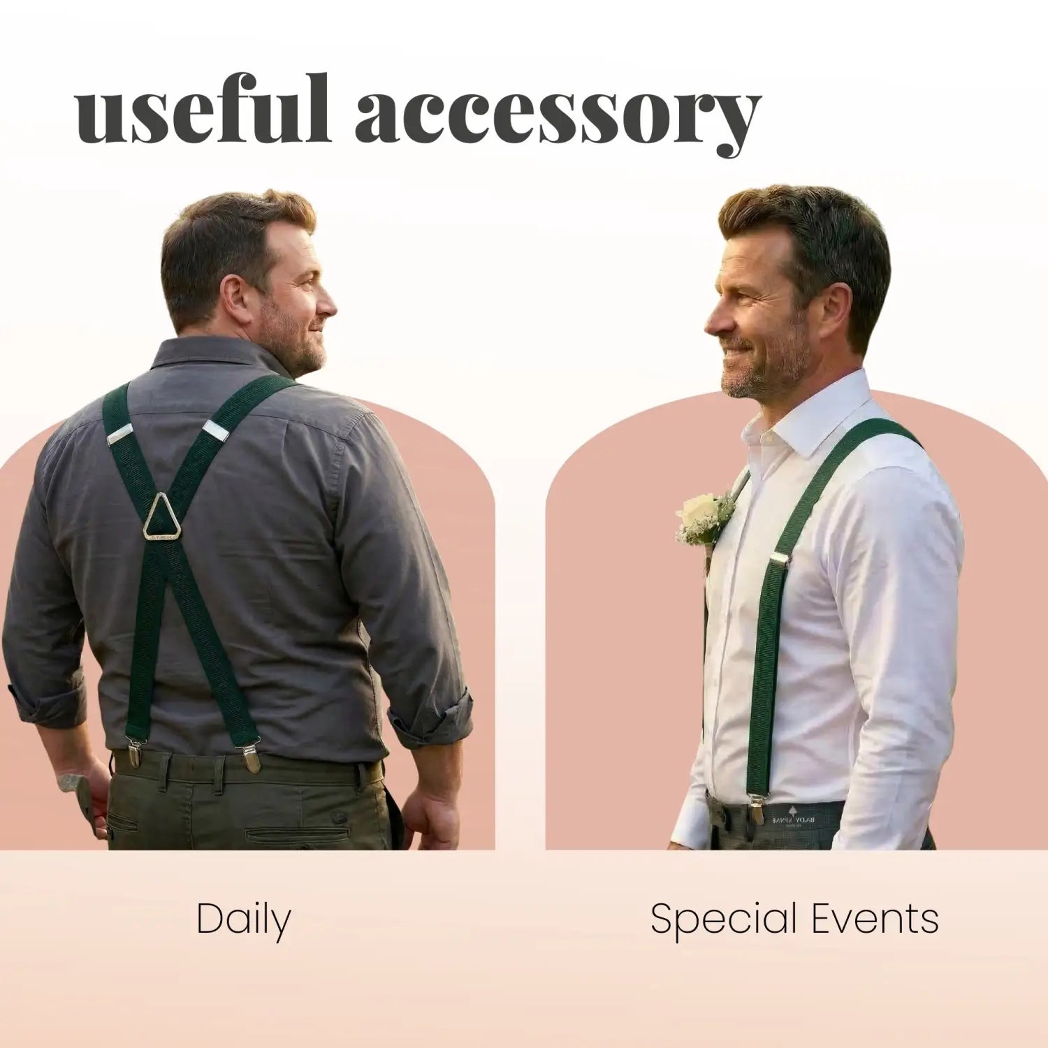 Men 35mm Wide Triangle Suspenders for Trouser - Braces