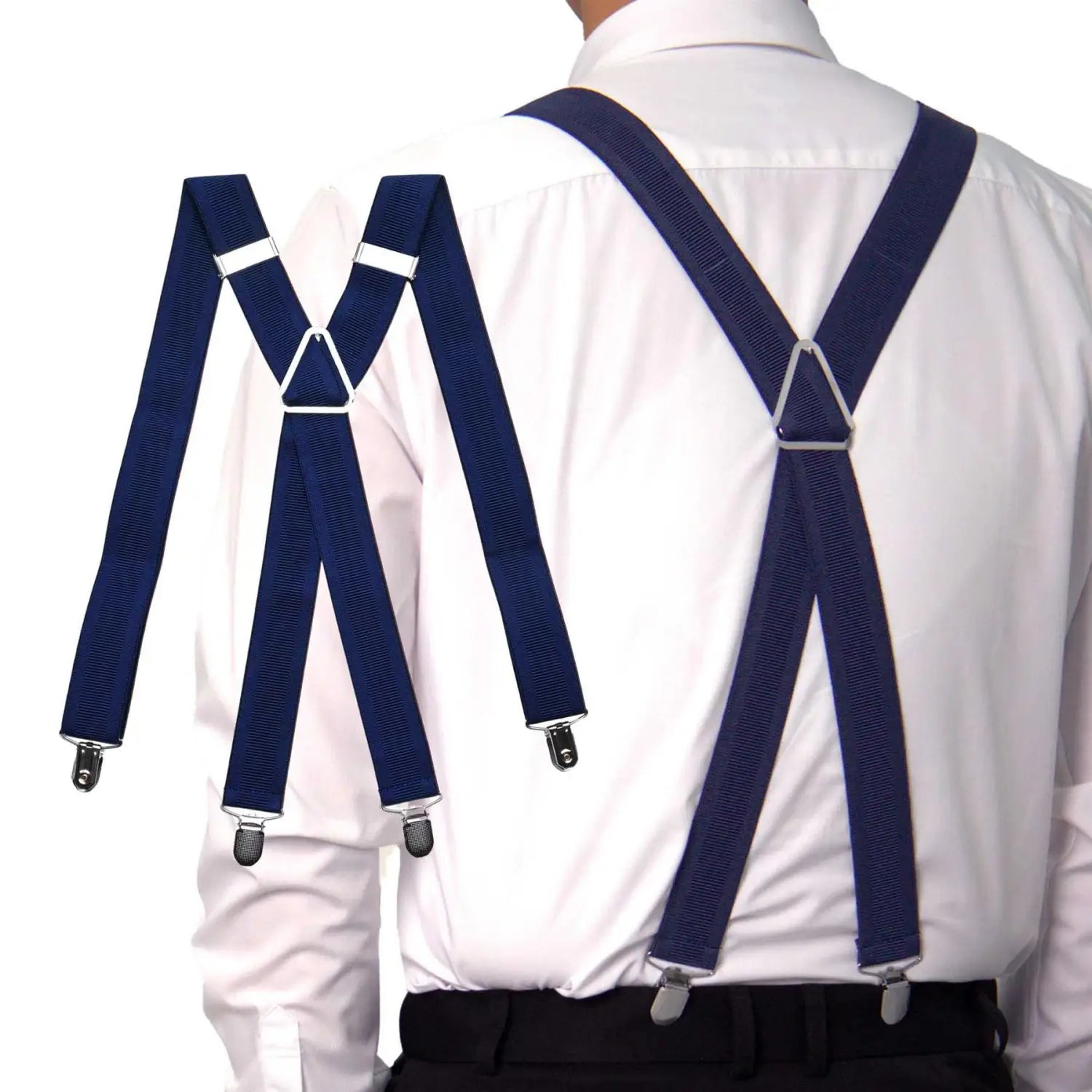 Men 35mm Wide Triangle Suspenders for Trouser - Navy