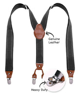 Men’s 35mm Y-Shape Wide Leather Braces with Leather Clip
