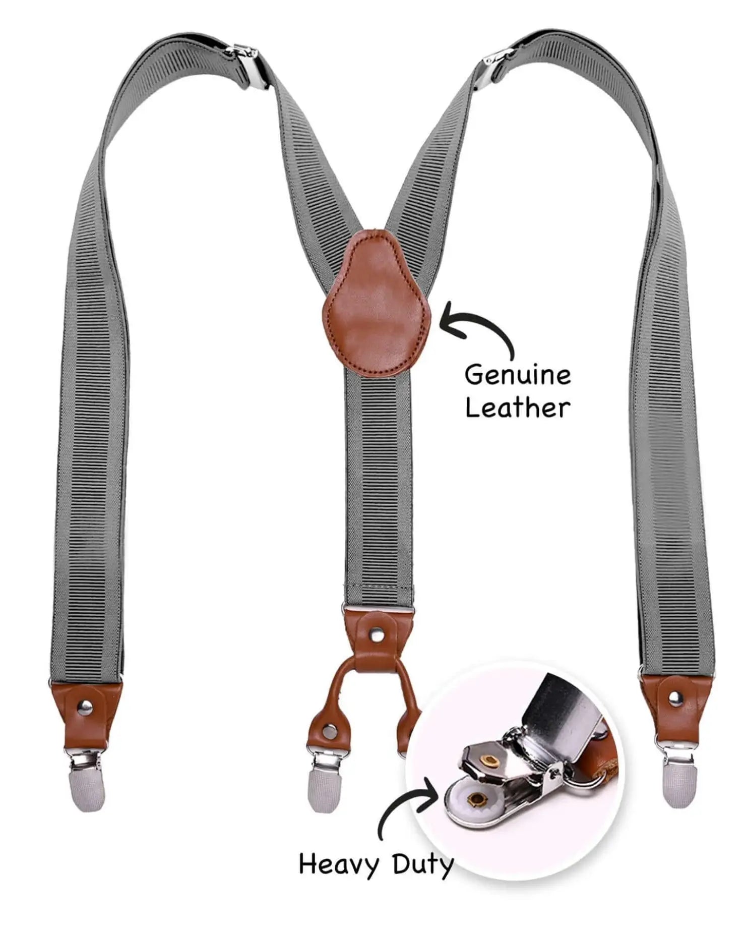 35mm Y-Shape Leather Braces with Leather Clip