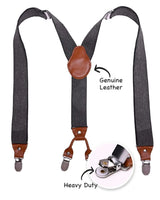 Mens 35mm Y-Shape Wide Leather Braces with Clip