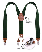 Mens close-up leather clip suspenders, 35mm Y-shape.