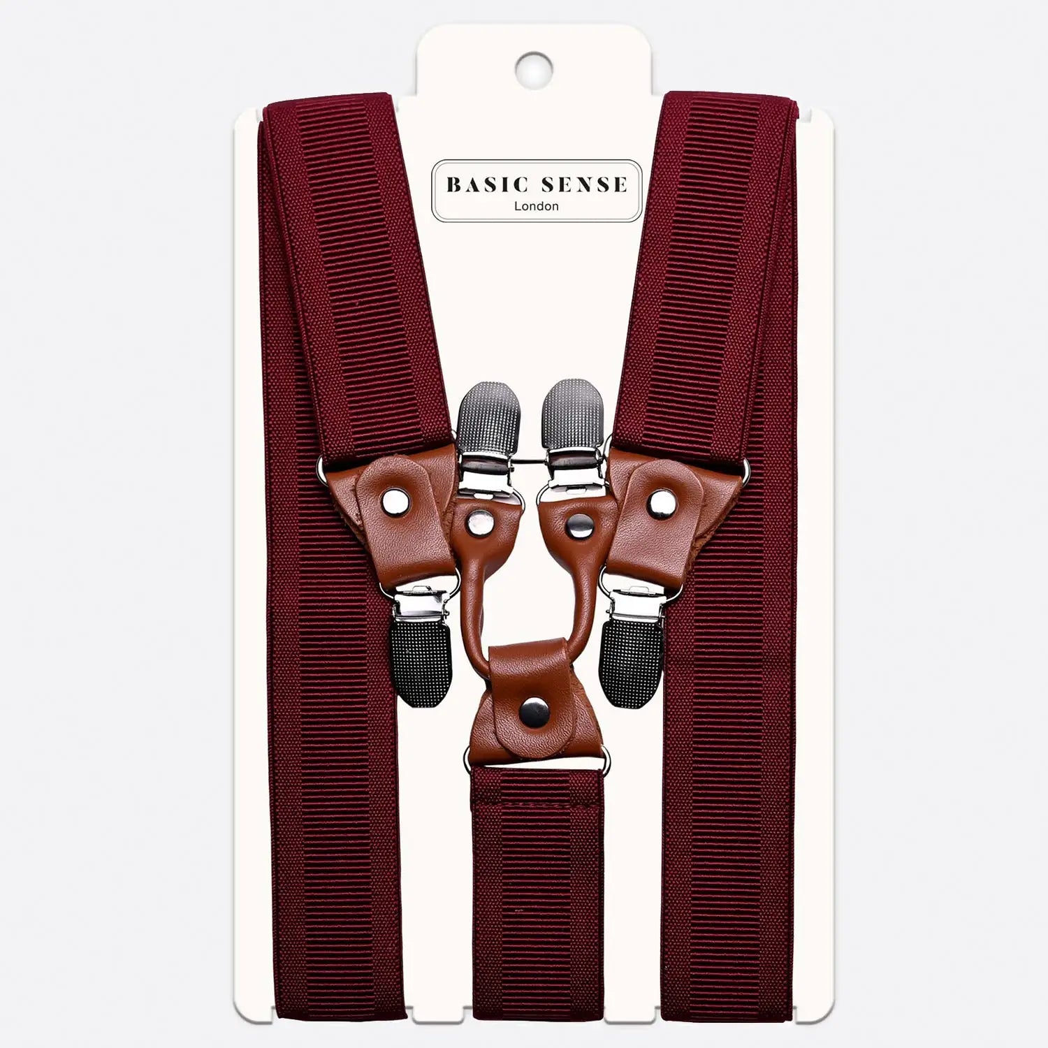 Mens burgundy suspenders made from premium fabric