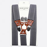 Mens 35mm Y-Shape Wide Leather Braces and Brown Bow Tie