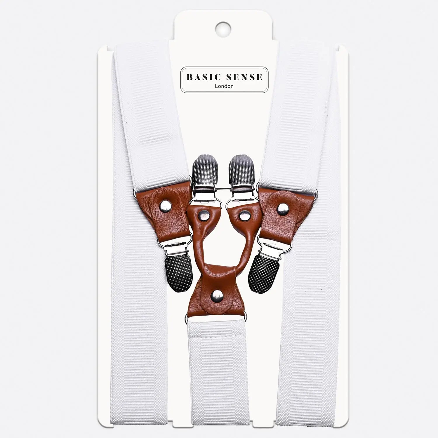 Mens 35mm Y-Shape Leather Braces on White Background