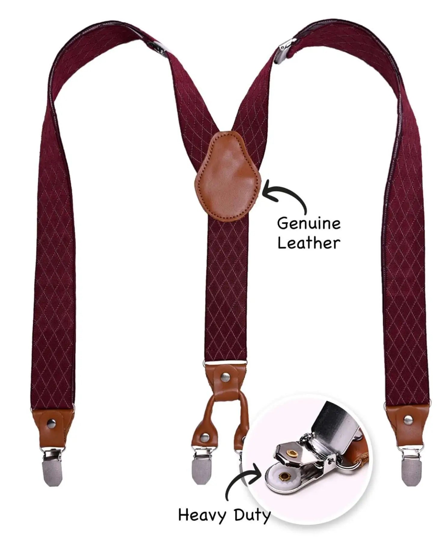 Men’s 35mm Y-Shape Wide Leather Braces with Stylish Patterns