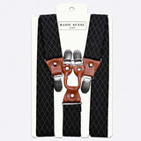 Men’s 35mm Y-Shape Wide Leather Braces with Bow Tie Clip