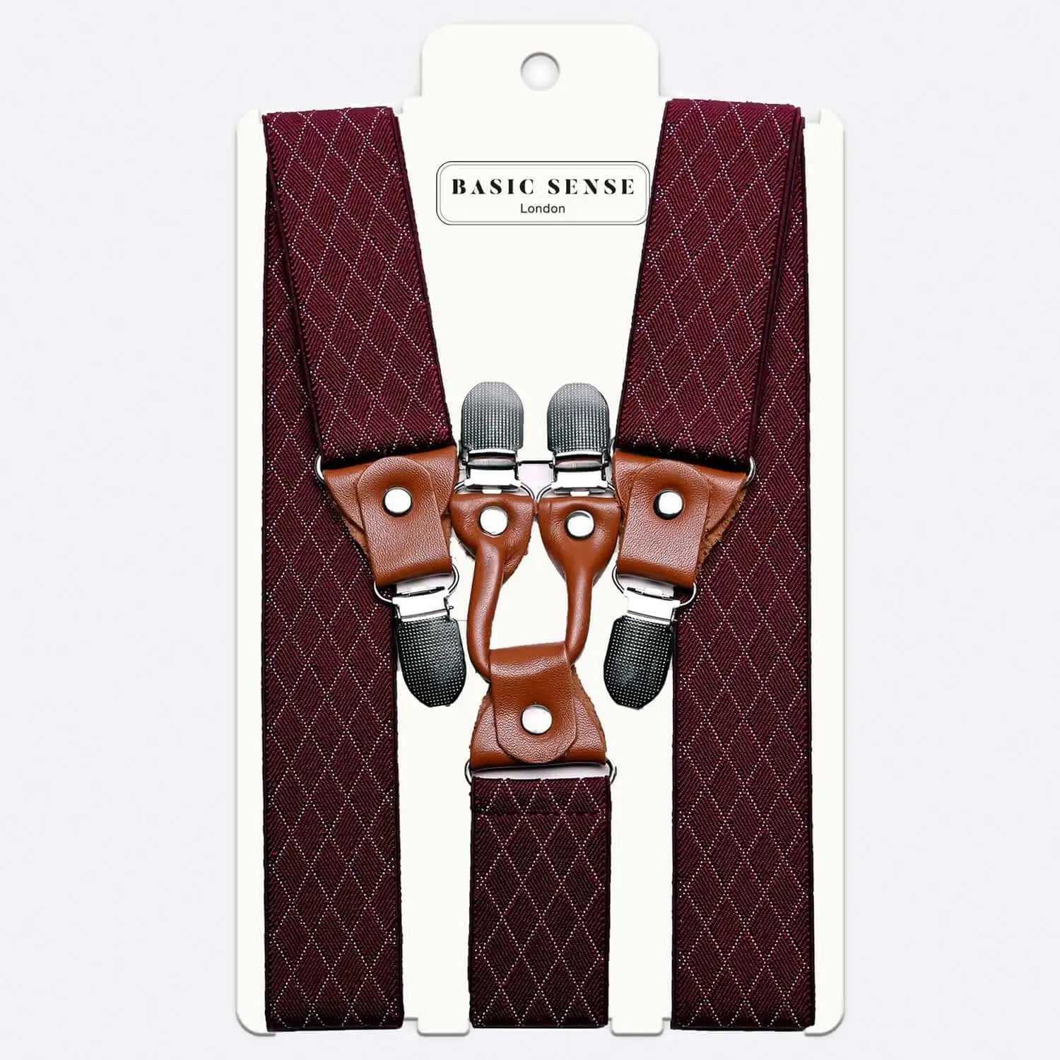 Men’s 35mm Y-Shape Wide Leather Braces with Tie on White Background
