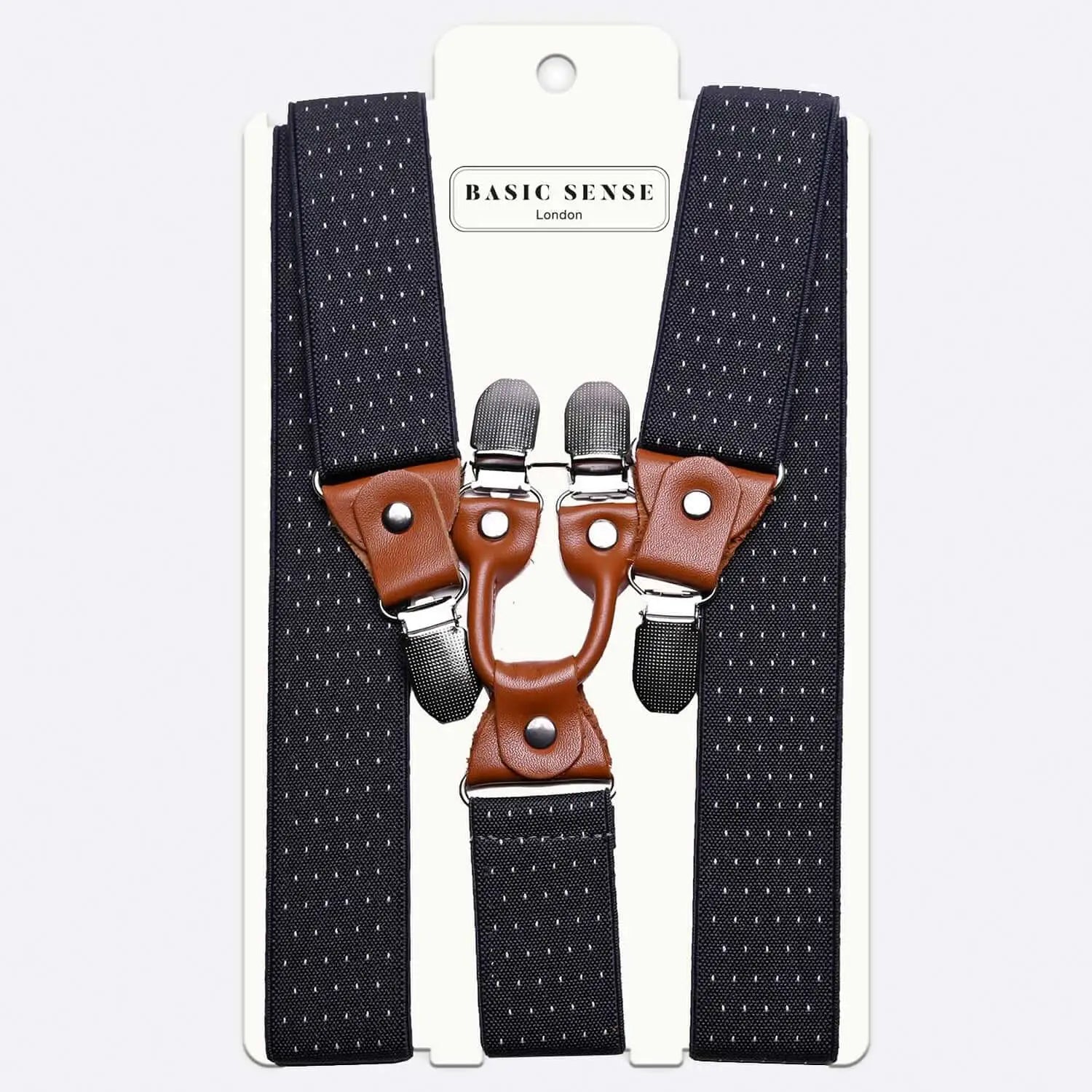 Men’s 35mm Y-Shape Wide Leather Braces with Brown Bow Tie