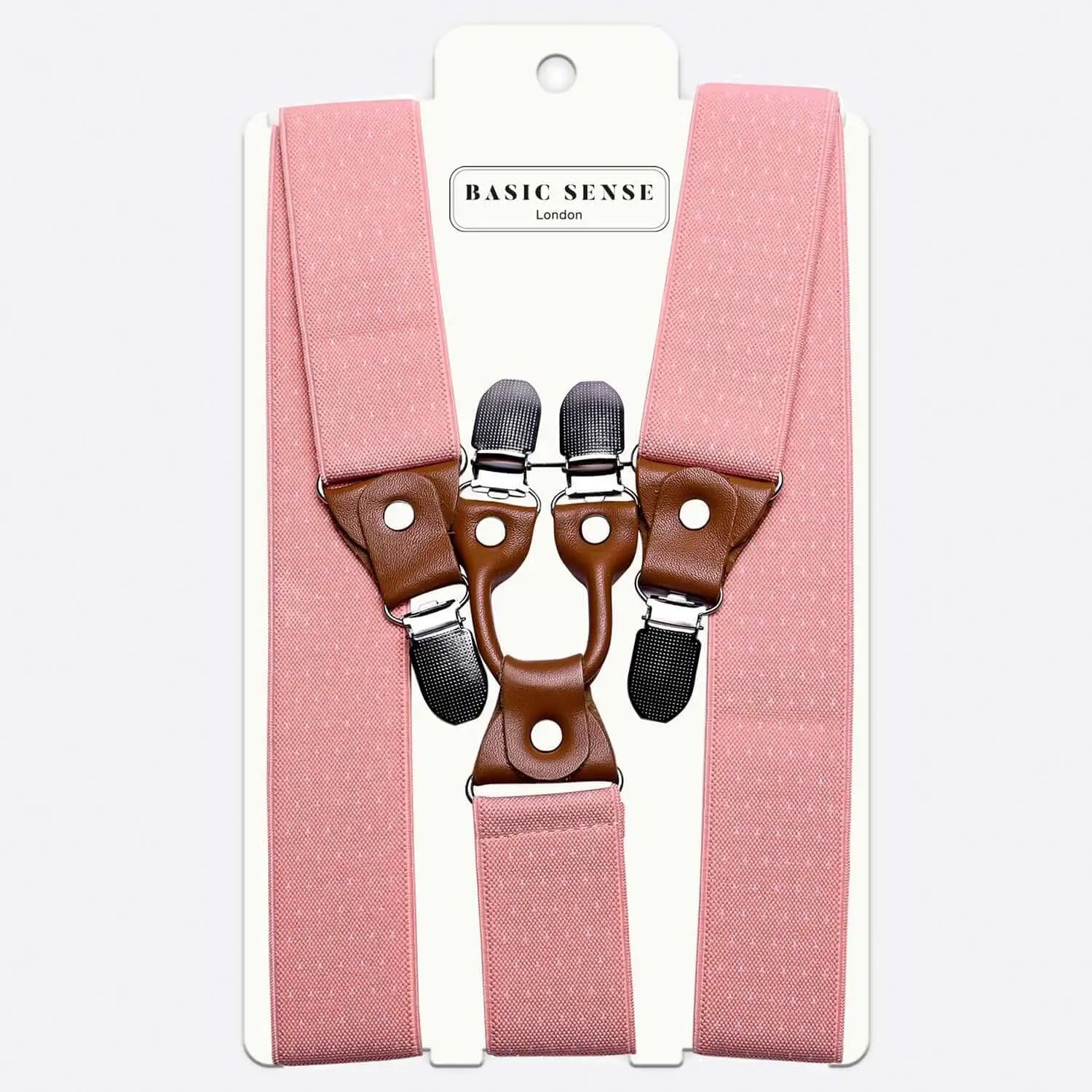 Men’s 35mm Y-Shape Wide Leather Braces with Pink Suspender