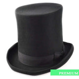 Men’s Classic Tall Top Hat for Special Occasions in Wool Felt - Black Bow Hat
