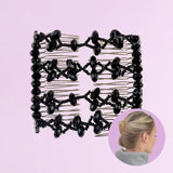 Metal Magic Hair Combs - Double-Sided Beaded Hair Comb with Black Clip