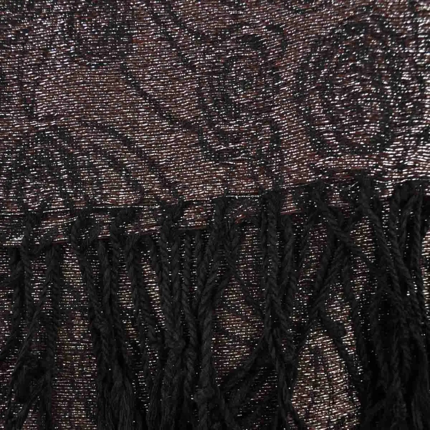 Black fringe sema skirt with metallic floral print from Metallic Floral Print Oversized Tasselled Scarf