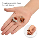 Crystal fan earrings held by hand, Mini Crystal Fan Hair Claw - Diamante Embellished Accessory.
