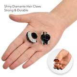 Black and white diamond earrings displayed in Mini Crystal Fan Hair Claw - Diamante Embellished Accessory.