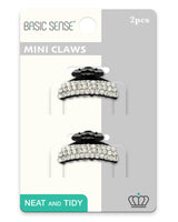 Black and white crystal stone earrings on Mini Crystal Half Moon Hair Claw - Diamante Embellished Accessory
