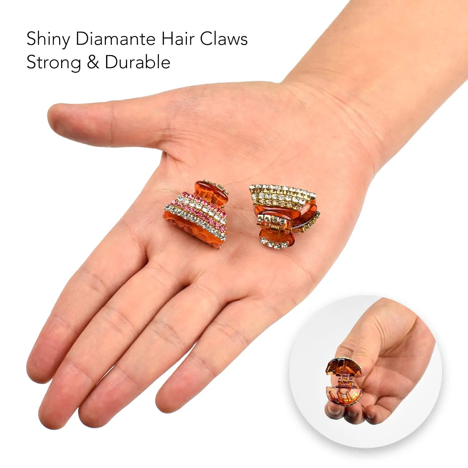 Crystal Half Moon Hair Claw - Pair of Rings held in hand