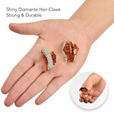 Mini Crystal Half Moon Hair Claw Diamante Embellished Accessory - Hand holding earrings
