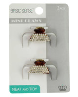 Brown and white crystal rectangular hair claw earrings