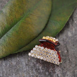 Red stone ring with white diamonds, crystal rectangular hair claw accessory