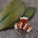 Mini Crystal Stripes Hair Claw with Large Orange Stone surrounded by Diamonds