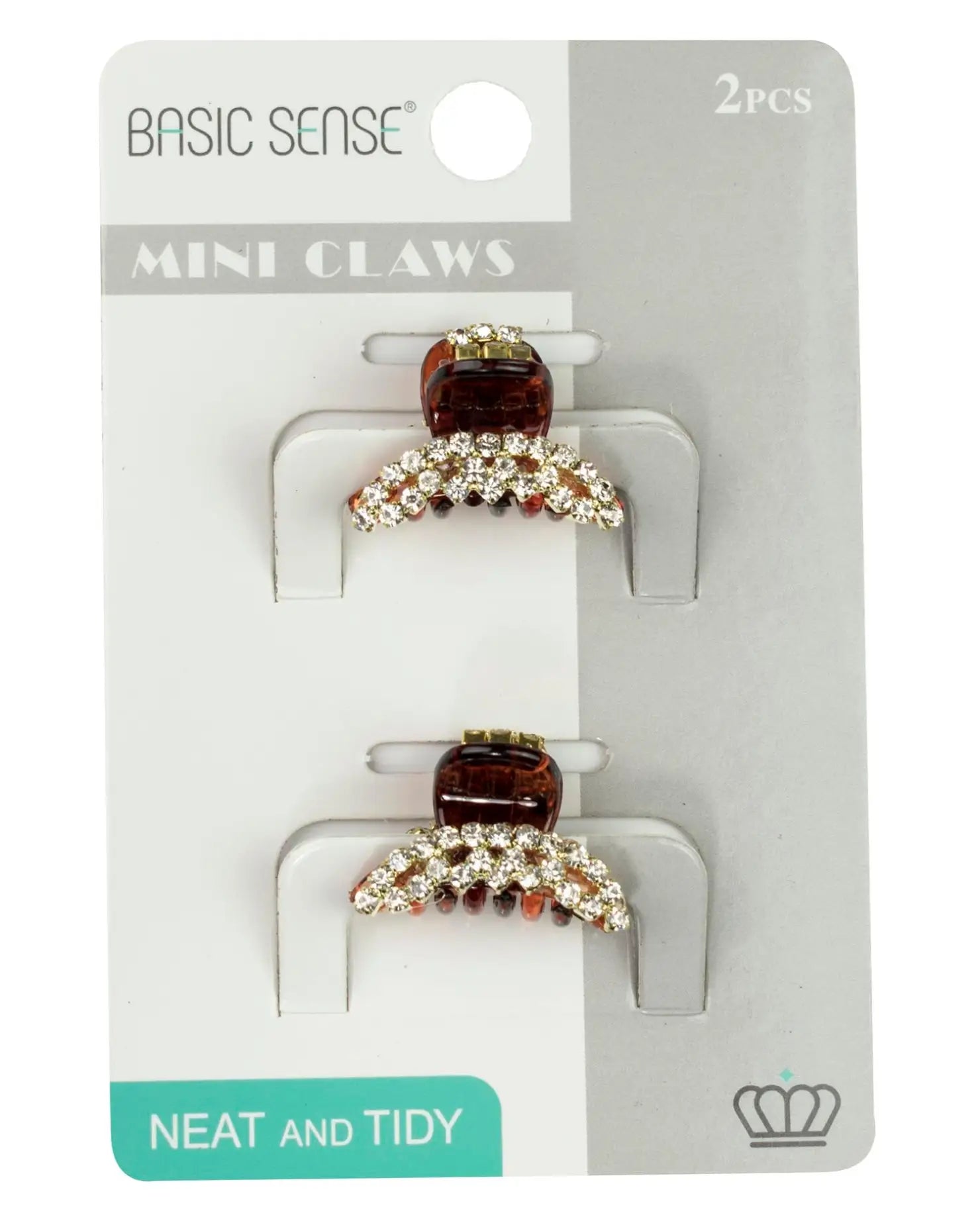 Red stone and white crystal earrings on Mini Crystal Tiara Double Line Hair Claw - Diamante Embellished Accessory, 2pcs.