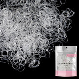Mini Rubber Bands for Hair in a Bag - White Plastic Hair Clips