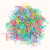 Mini rubber bands in neon, pastel, and neutral shades for strong hold.