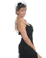 Fashion black dress hat mesh pearl fascinator outfit