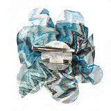 Blue and white flower hair clip with silver hair clip from Missoni Print - Zig Zag Patterned Accessory.