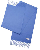 Mongolian wool scarf with fringes in blue color