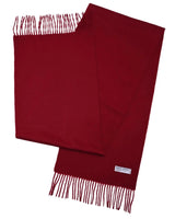 Mongolian wool scarf with fringes, red color