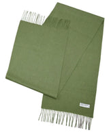 Green Mongolian wool scarf with fringes, warm and soft