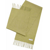 Light green Mongolian wool scarf with fringed ends, warm and unisex, 190 x 32 cm