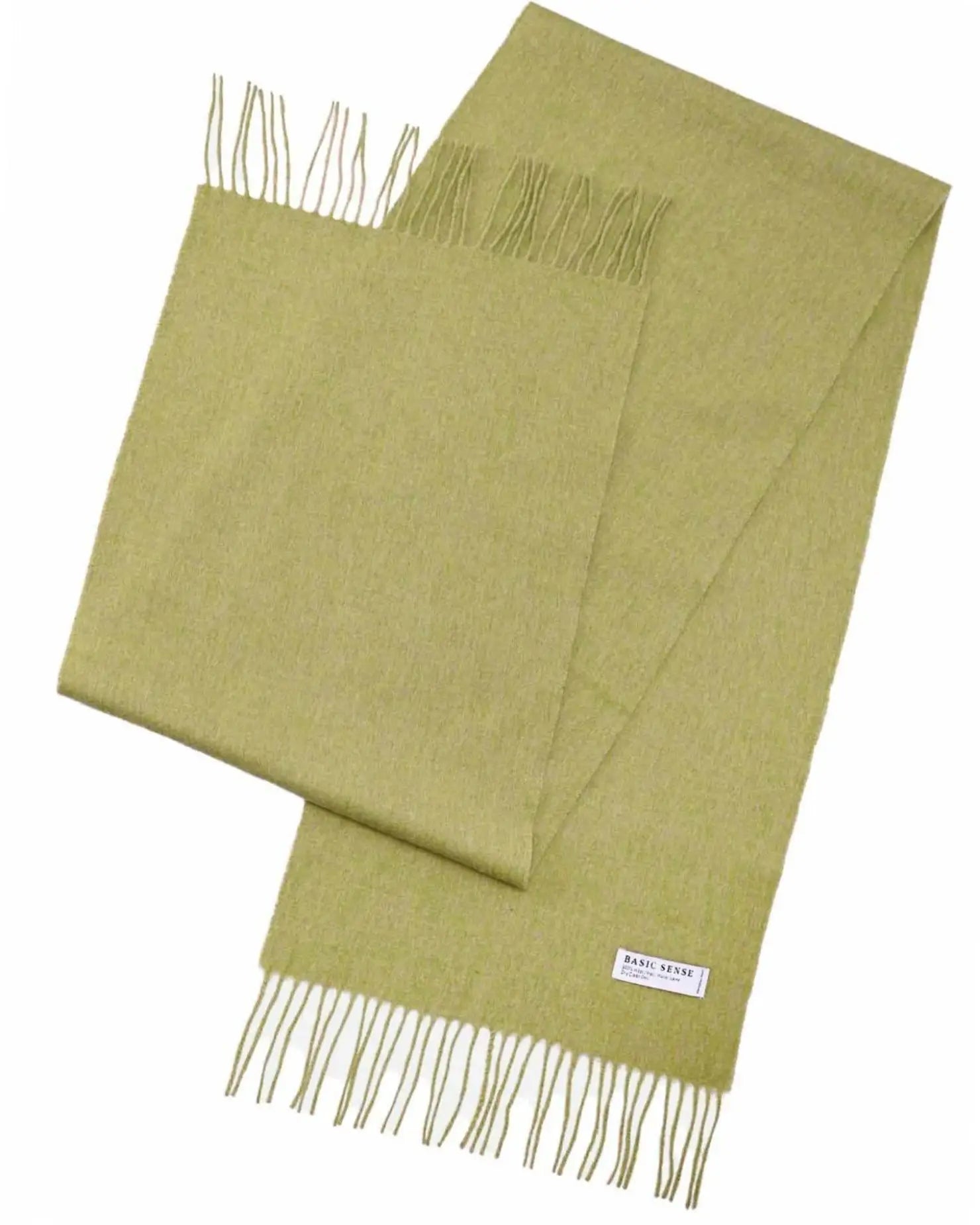 Green Mongolian Wool Scarf with Fringes - Warm, Soft, Unisex